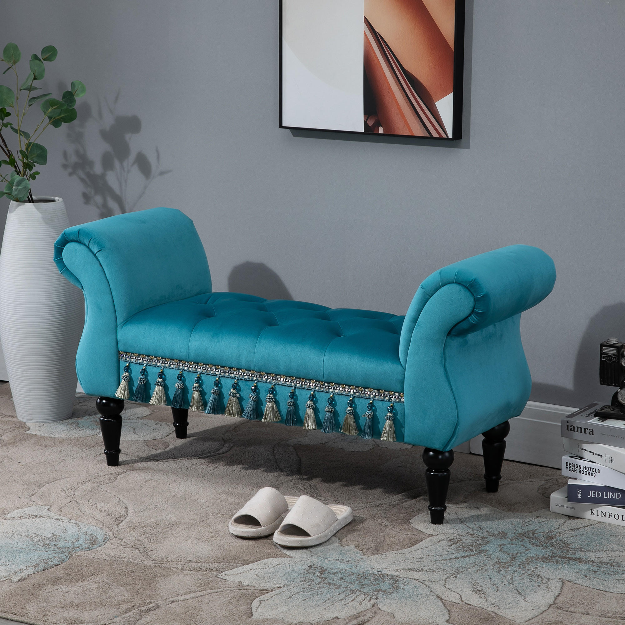 POLSTERBANK, Polyester, Kautschu,k Schaumstoff, Blau, 117 x 40 x 58 cm - Blau, Kunststoff (40/58/117cm) - HOMCOM