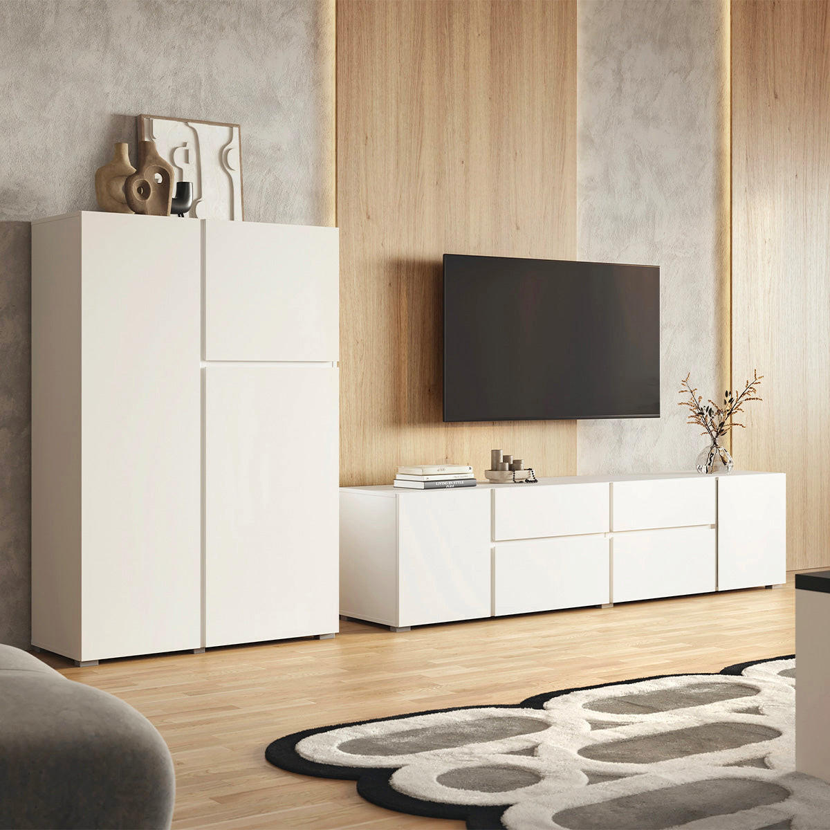 KOMODA Maxis Biela - biela, kompozitné drevo (92/139/40cm) - Petits-meubles