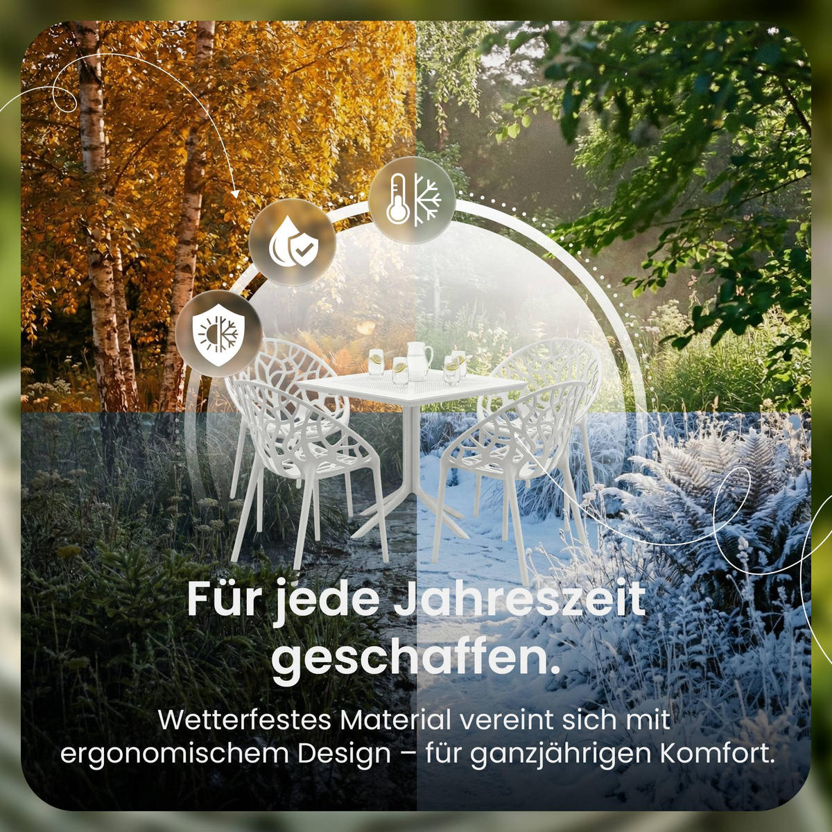 GARTENSITZGRUPPE 4 Kunststoff Weiß - Weiß, Kunststoff - CLP