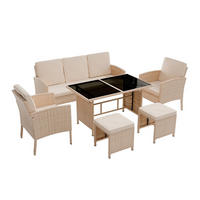 SITZGRUPPE Turin creme Polyrattan - Creme, Kunststoff/Metall - Juskys