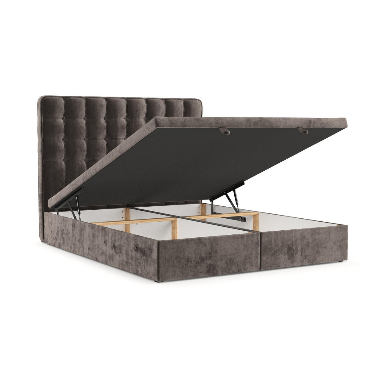 POLSTERBETT Celestia mit Stauraum 120/200 cm Braun im Lotta Stoff - Schwarz/Braun, Holz/Holzwerkstoff (120/200cm) - AltaBeds