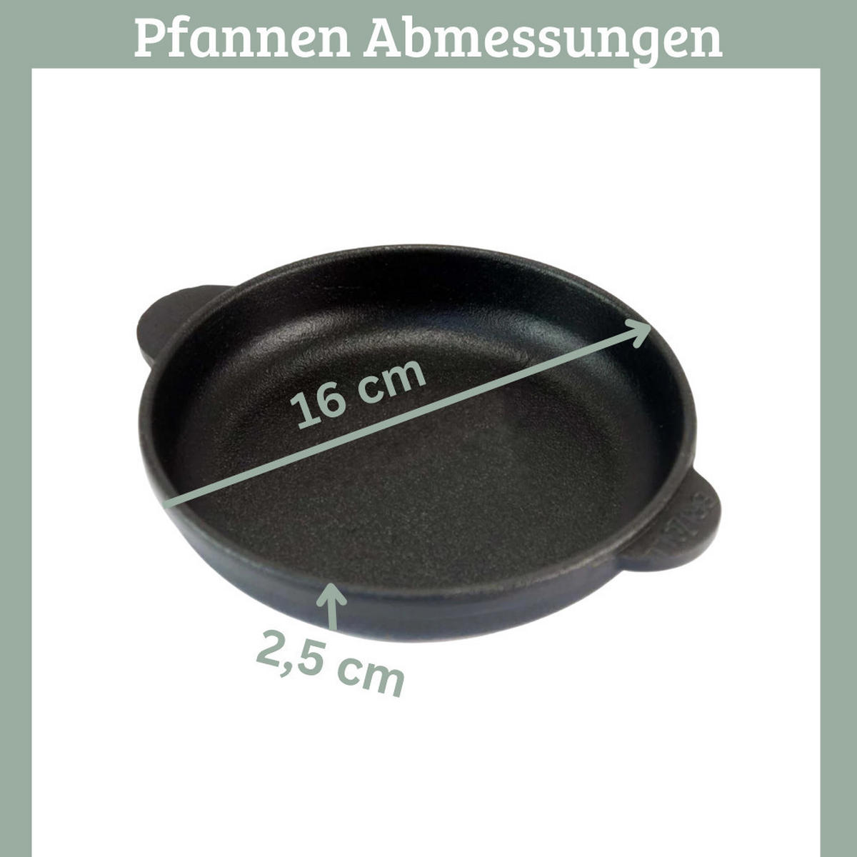 SERVIERPFANNE Gusseisen MODI mit Holzuntersetzer 16 cm ⌀ - Schwarz, Metall (16/16/2.5cm) - DELUKE