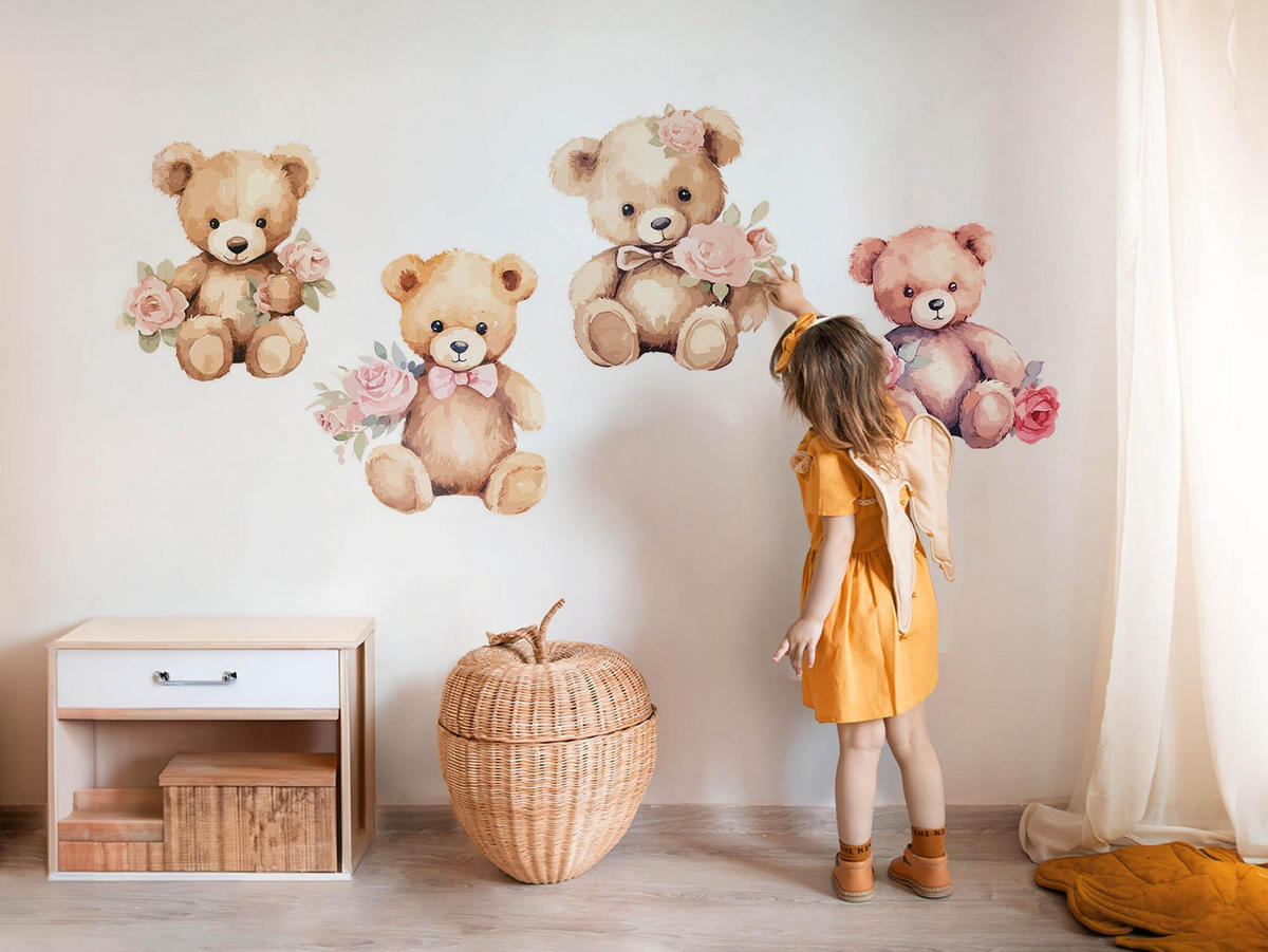 WANDAUFKLEBER 80x103cm - Teddybären - Multicolor, Kunststoff (80/103/0.1cm) - Wallfluent