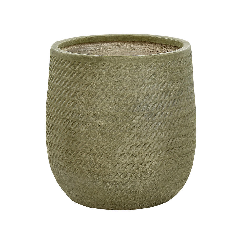 Beliani KVĚTINÁČ olivově zelený kulatý 39/39/44 cm Livadia
