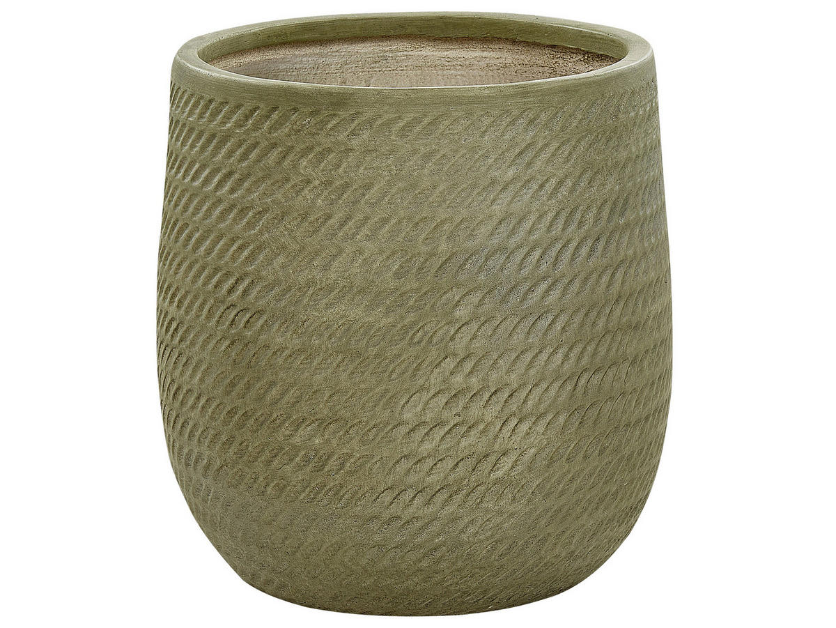 BLUMENTOPF olivgrün rund 39/39/44 cm Livadia - Grün, Naturmaterialen (44cm) - Beliani
