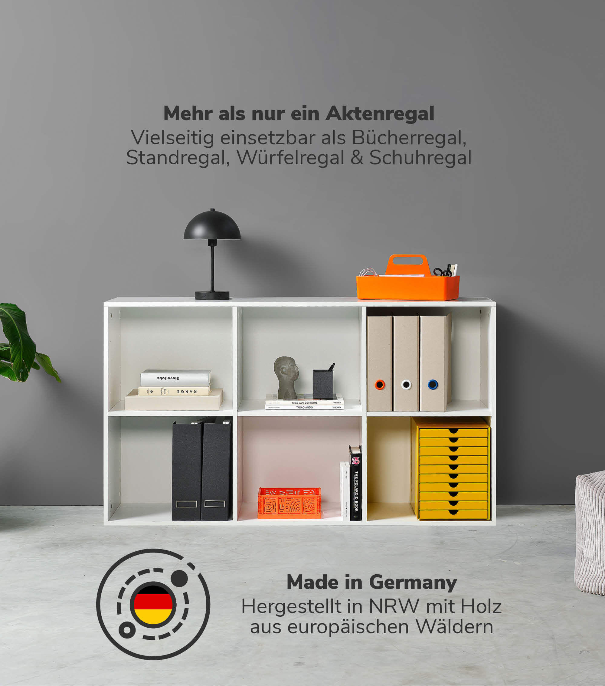 AKTENREGAL Der Verstauer - Weiß, Holzwerkstoff (132/75/35cm) - Mokebo