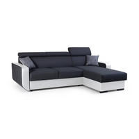 ECKSOFA - Pedro - Schwarz + Weiß - Schwarz/Weiß, Textil (236/165cm) - Möblo