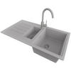 GRANITSPÜLE Kopenhagen Duo, 2-er set Grau 90/50 cm 1,5 Becken + Küchenarmatur 32/20 cm + Ablauf-Set ab 60er Unterschrank - Grau, Kunststoff (90/19/50cm) - Primagran