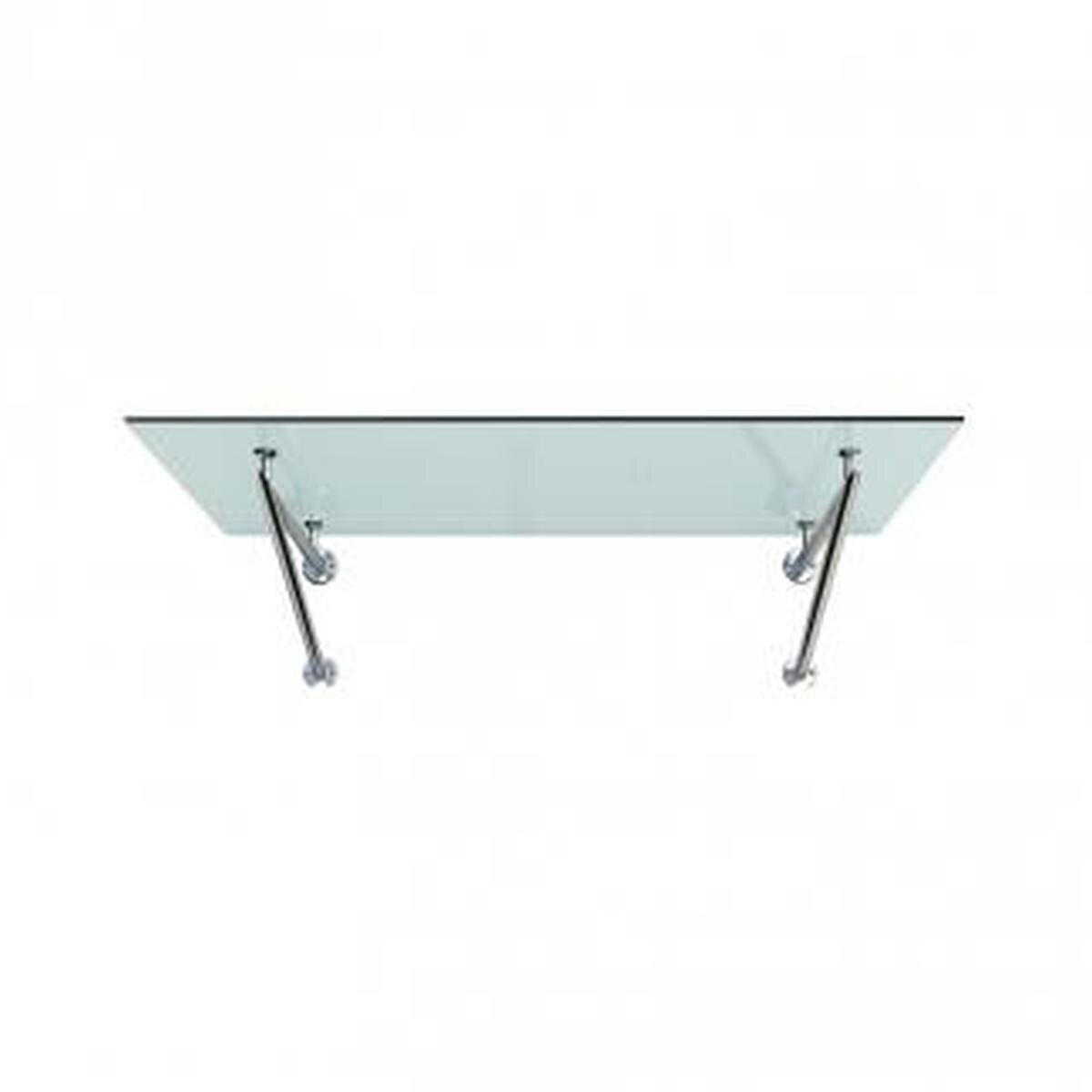 GLASVORDACH 200x90 cm Sicherheitsglas Edelstahl Satiniert V-Silber - Weiß, Glas (200/1.31/90cm) -  Glaswerk Westfalen