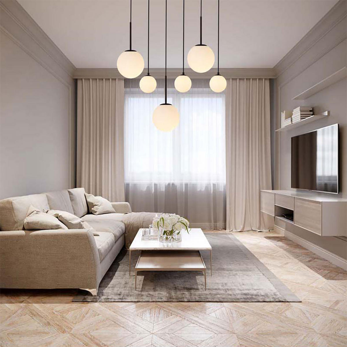 LED HÄNGELEUCHTE Hallie Schwarz Matt - Schwarz, Glas (91/20/117cm) - Globo Lighting