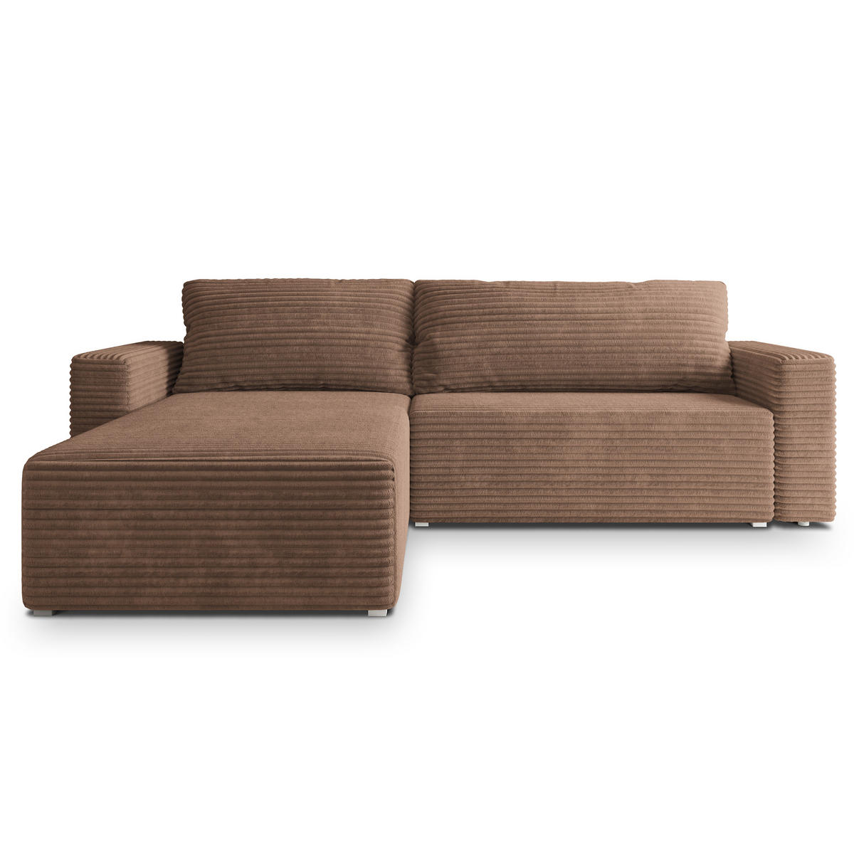 ECKSOFA CALTI T Beige Kordstoff mit Schlaffunktion - Beige, Holzwerkstoff/Textil (283/183cm) - MASSENO