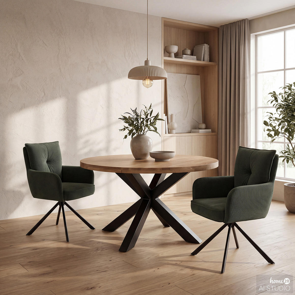 ESSTISCH mit Massivholzplatte - Mango massiv / Eisen - Schwarz/Braun, Holz/Metall (160/160/75cm) - home24