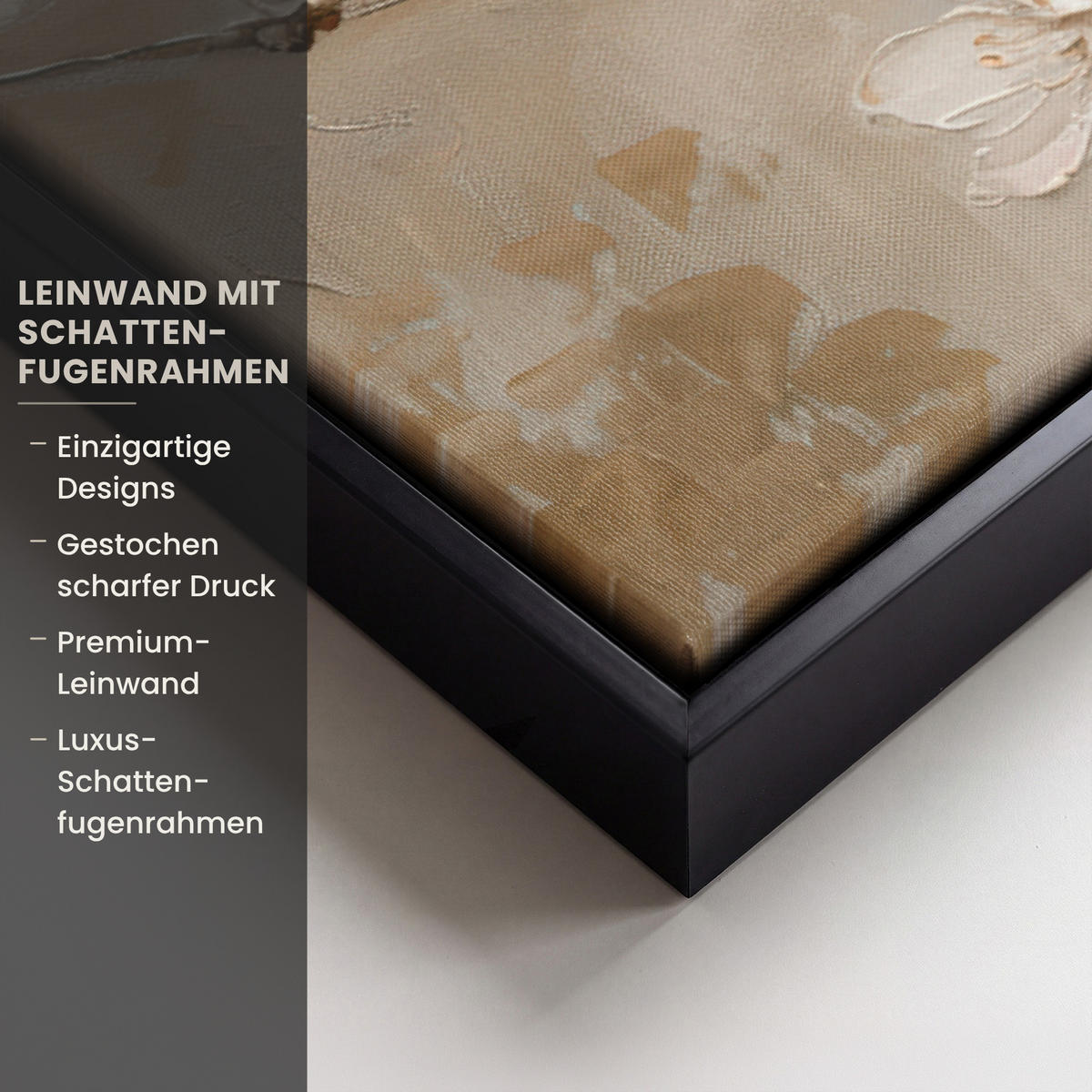 LEINWAND Bilder mit Rahmen - Blumen - Modern - Beige - Weiß - Blüte - 60x40 - Beige, Textil (60/40cm) - MuchoWow