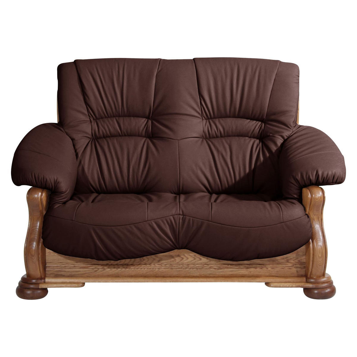 SOFA 2-Sitzer Katlin Bezug Echtleder Eiche rustikal P43 / burgund - Weinrot, Leder (148/95/95cm) - 58aufmkessel