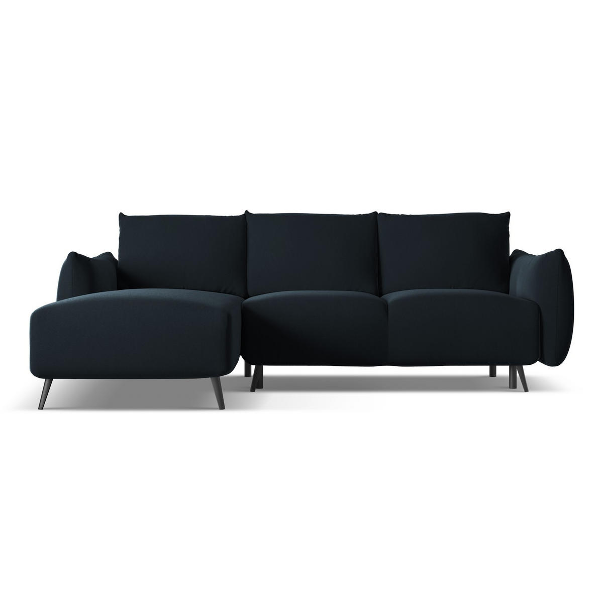 ECKSOFA mit Schlaffunktion Samt Stoff Blau - Blau/Schwarz, Textil/Metall (162/242cm) - LaMiaSofa