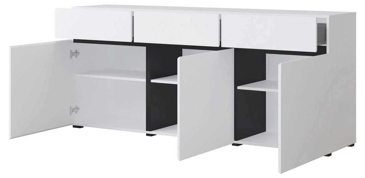 SIDEBOARD Cross Weiß / Schwarz 180 / 40 / 78,3cm - Schwarz/Weiß, Holz/Holzwerkstoff (180/40/79cm) - Feldmann-Wohnen