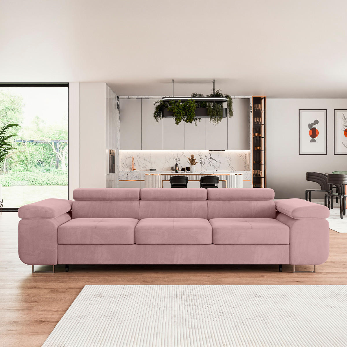 SCHLAFSOFA Wilson 3 Sitzplätze Korallenrosa - Pink, Holzwerkstoff (275/69/100cm) - Petits-meubles