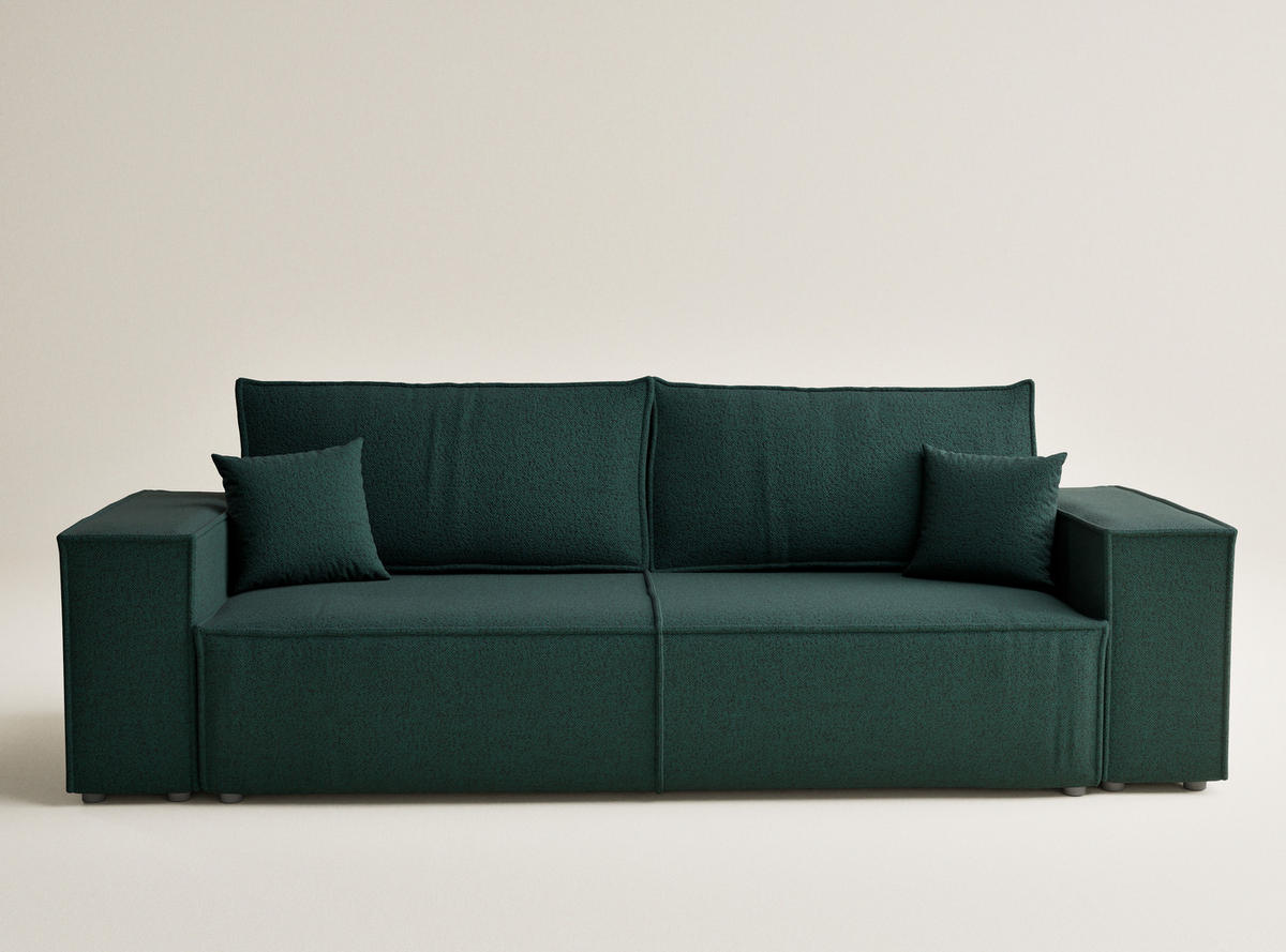 SOFA MIT SCHLAFFUNKTION Milos Grün Webstoff - Schwarz/Grün, Holz/Holzwerkstoff (255/70/105cm) - Maison de Reve