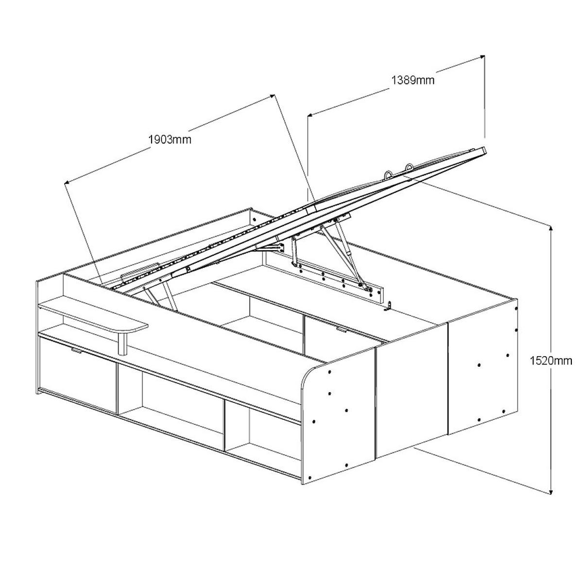 HOCHBETT Parisot Travel 140x200 Holznachbildung Jackson Eiche/Weiß - Eichefarben/Weiß, Kunststoff (140/200cm) - 58aufmkessel