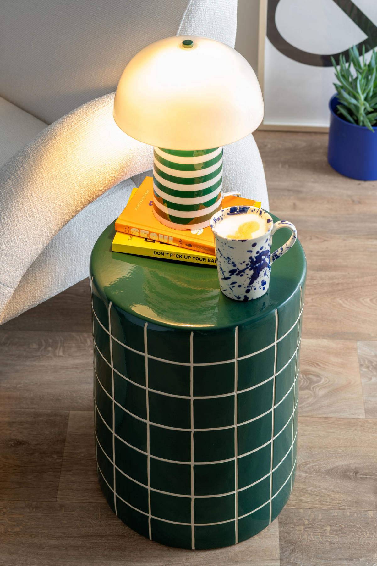 TISCHLAMPE Rayado Retro - Mehrfarbig - 23/23/30 cm - Grün, Metall (23/23/30cm) - Leitmotiv