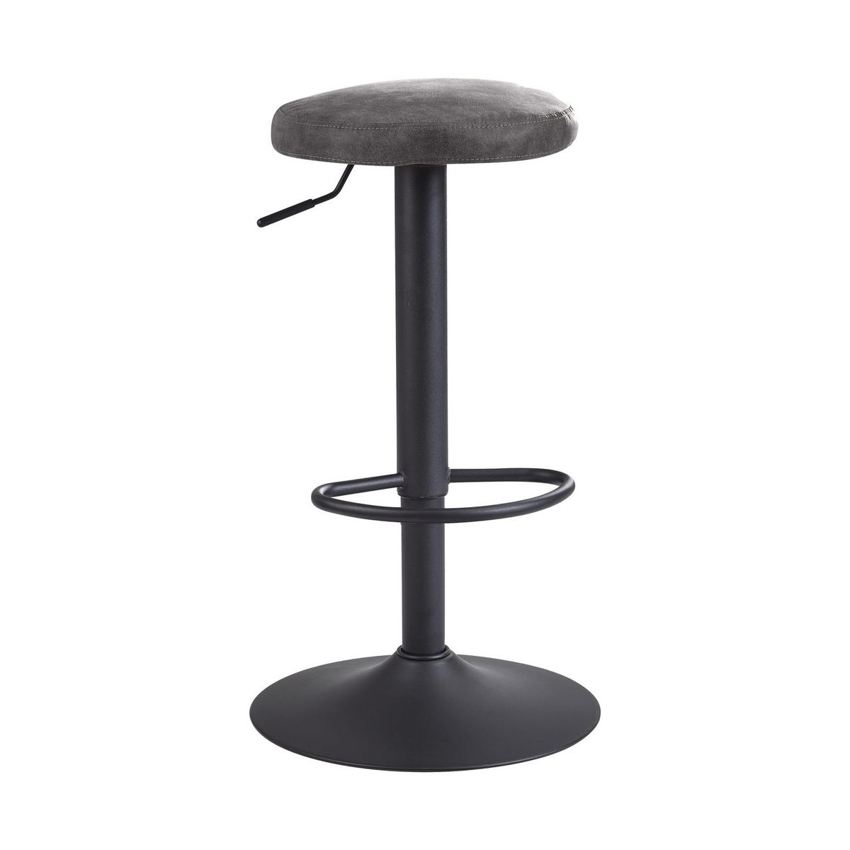 BARHOCKER Höhenverstellbar Eisen Samt Drehbar CAMPANIA, Grau 40x40x79 cm - Schwarz/Grau, Textil/Metall (40/79/40cm) - KADIMA DESIGN