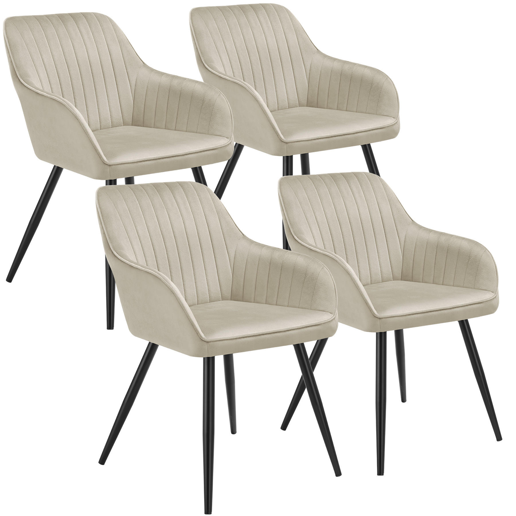 ESSZIMMERSTUHL 4er Set Marilyn 58 x 62 x 82 cm creme/schwarz - Creme/Schwarz, Metall (58/82/62cm) - tectake