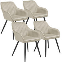 ESSZIMMERSTUHL 4er Set Marilyn 58 x 62 x 82 cm creme/schwarz - Creme/Schwarz, Metall (58/82/62cm) - tectake