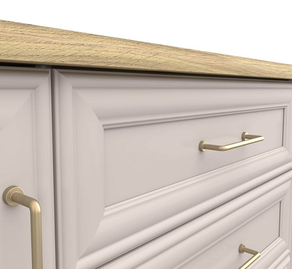SIDEBOARD Anga Kaschmir / Mauvella Eiche 154 / 44 / 89,5cm - Goldfarben/Braun, Holzwerkstoff/Metall (154/90/44cm) - Feldmann-Wohnen
