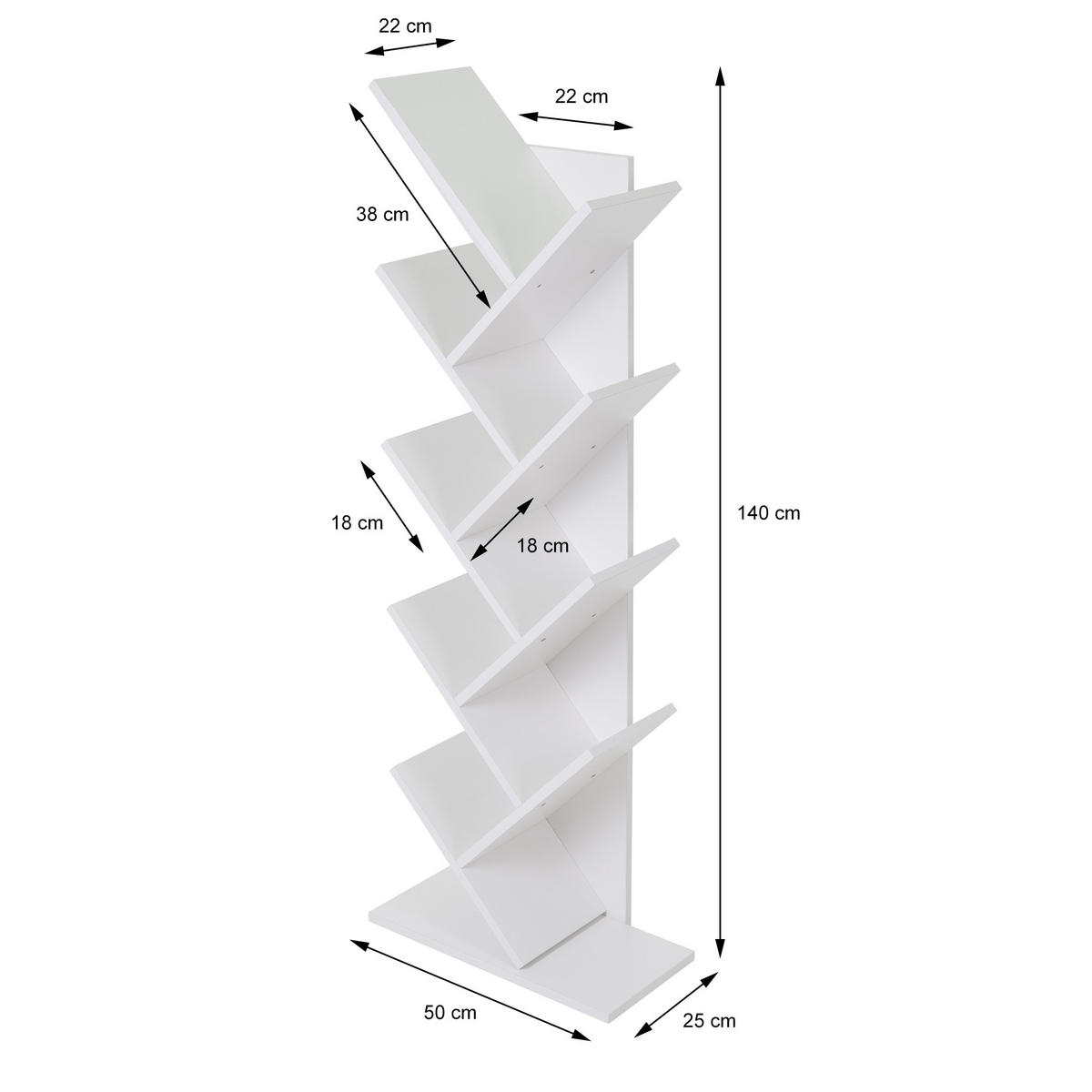 BÜCHERREGAL Weiß - Weiß, Holzwerkstoff (25/140/50cm) - ML-DESIGN