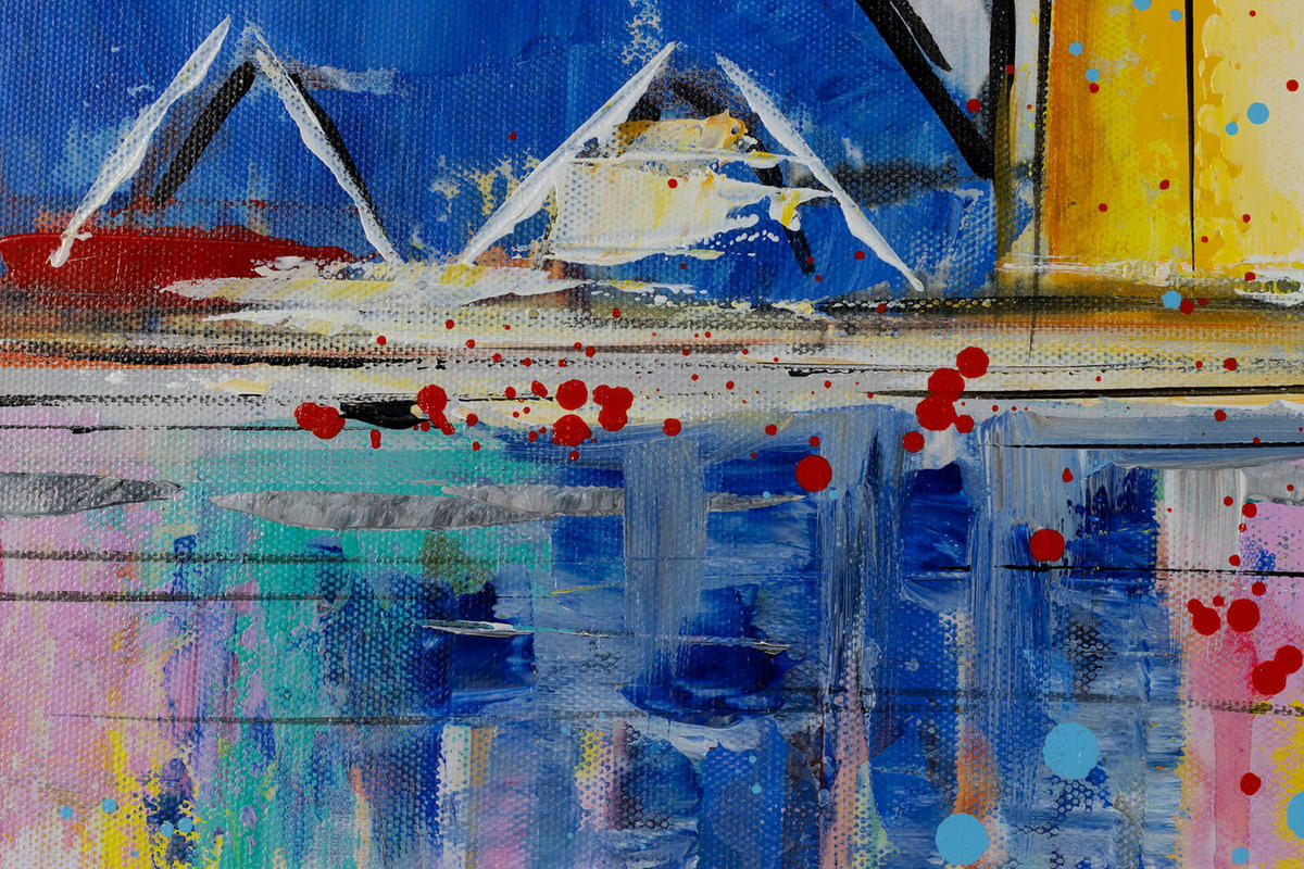 ACRYLBILD HANDGEMALT 120/60 cm - Multicolor/Grau, Holz/Textil (1.7/60cm) - KUNSTLOFT