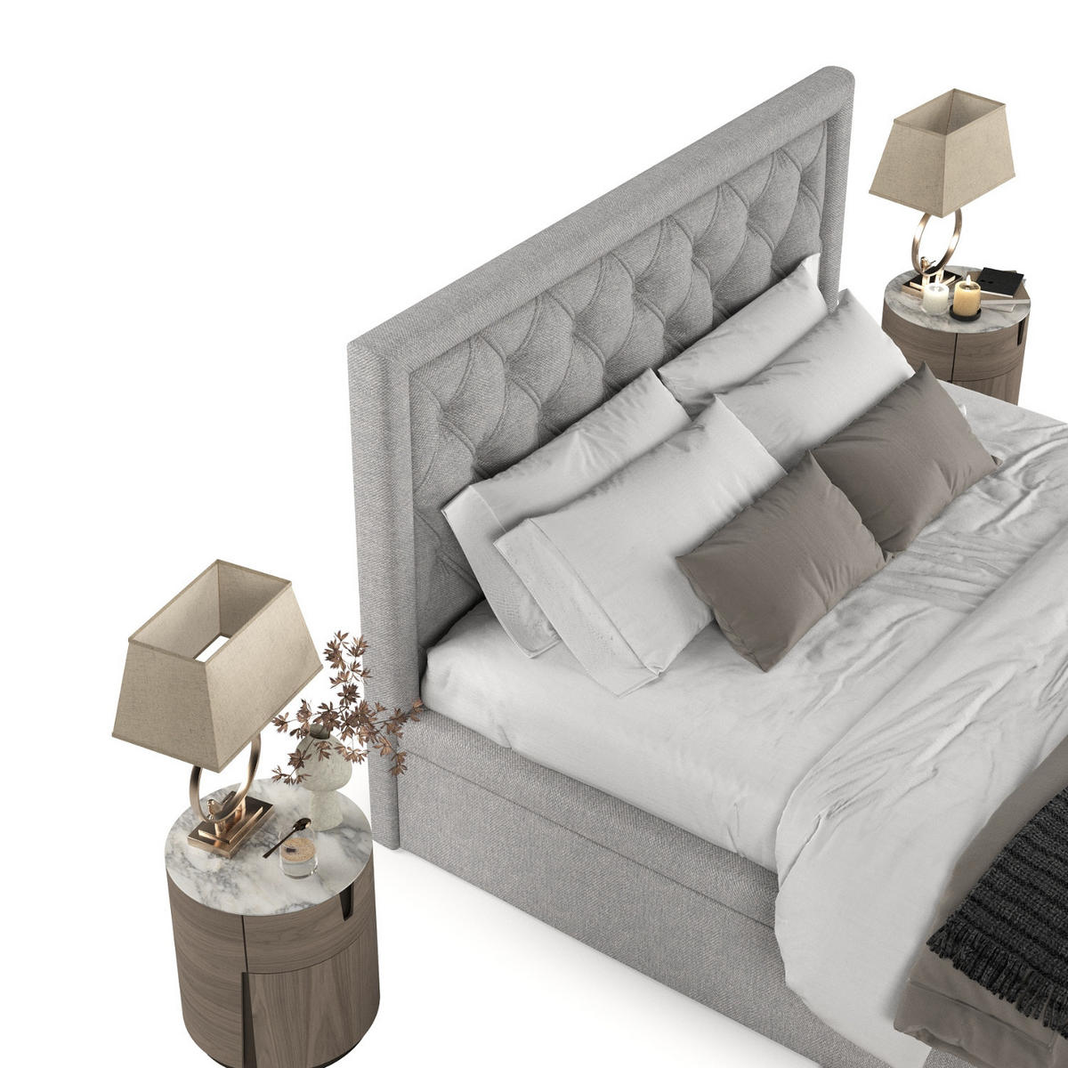 POLSTERBETT Nicobar mit Stauraum 120/200 cm Grau im Megan Stoff - Schwarz/Grau, Holz/Holzwerkstoff (120/200cm) - AltaBeds
