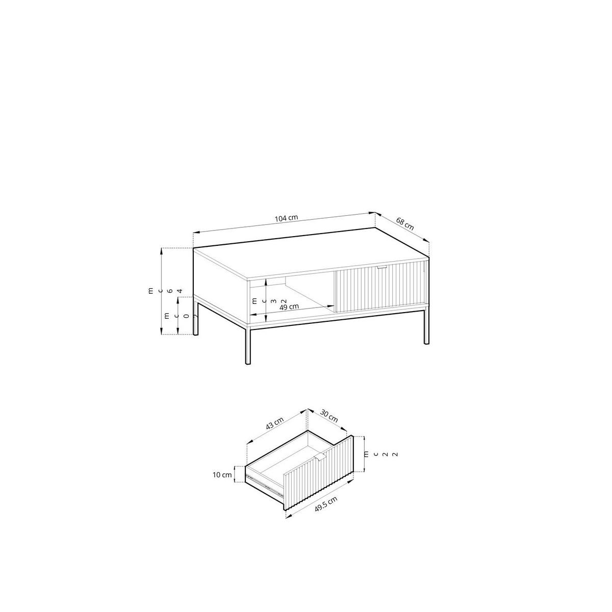 COUCHTISCH AVON Beige, Gold 104x68x48 cm - Beige/Goldfarben, Holzwerkstoff (68/104/48cm) - FURNLUX