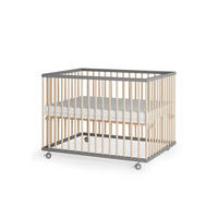 LAUFGITTER 75x100 cm mit Matratze SleepPlus, Lattenrost & Schlupfsprossen - grau/natur - Premium Kollektion - Naturfarben/Grau, Holz (100/74/75cm) - Sämann – make a difference.