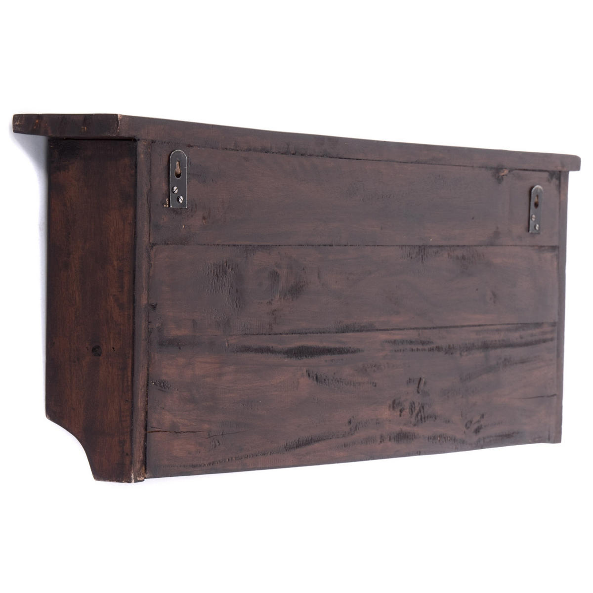 WANDGARDEROBE VINTAGE 70 Recyclingholz massiv, 4 Doppelhaken, 4 Fächer, Ablage 03 dunkelbraun - Dunkelbraun, Holz (70/27/11cm) - DESIGN DELIGHTS