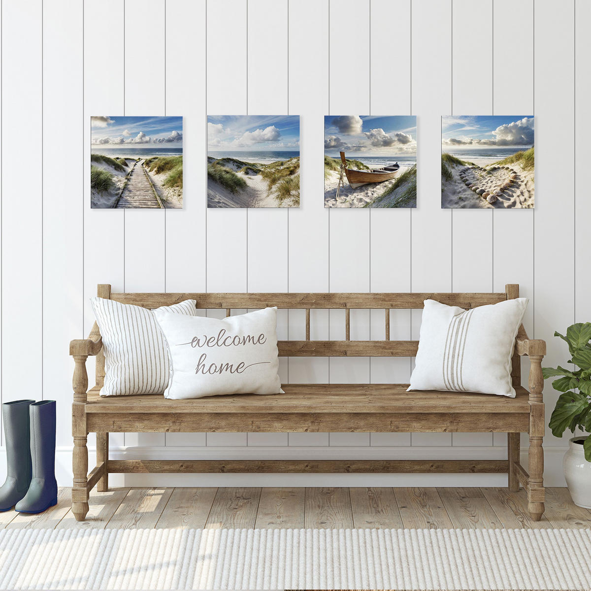 GLASBILD 30×30 cm Strand - Beige, Glas (30/30cm) - artissimo