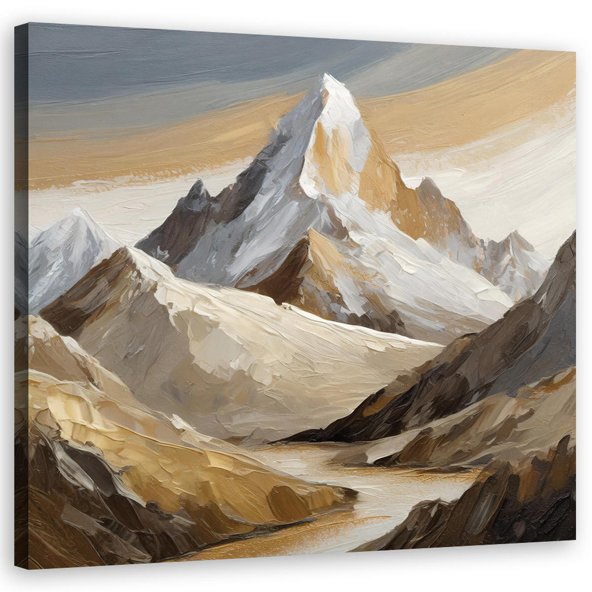 WANDBILD berge gemalte landschaft - Beige, Textil (50/50cm) - Feeby