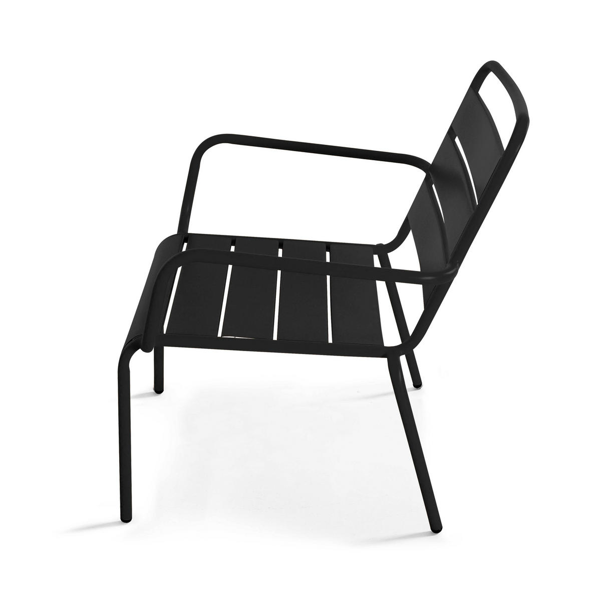 RELAXSESSEL MIT HOCKER 2-tlg., Schwarz - Schwarz, Metall (64/72/60cm) - Oviala
