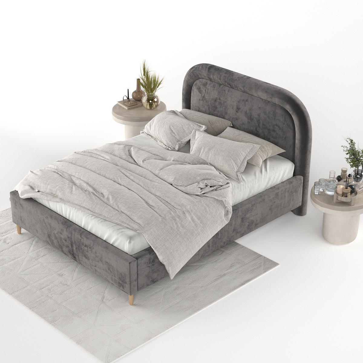 POLSTERBETT Zoya 120/200 cm Anthrazit im Lotta Stoff - Anthrazit/Naturfarben, Holz/Holzwerkstoff (120/200cm) - AltaBeds