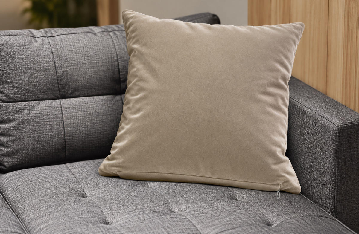 KISSENBEZUG Sand Beige 40x40 Samt weich - Sandfarben, Textil (40/40cm) - TiborTex