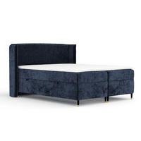 BOXSPRINGBETT Segni Marineblau 180/200 cm mit Matratze und Topper - Schwarz/Dunkelblau, Holz/Holzwerkstoff (180/200cm) - Maison de Reve