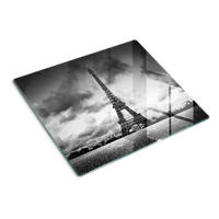 GLASPLATTE 60x52 cm Eiffelturm Paris - Schwarz, Glas (60/0.4/52cm) - TULUP