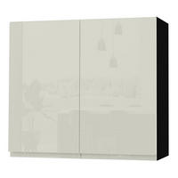 HÄNGESCHRANK Florence W3/80 Schwarz / RAL 1013 perlweiß HG 80 / 32,5 / 72cm - Weiß Hochglanz/Schwarz, Holz/Holzwerkstoff (80/72/32.5cm) - Feldmann-Wohnen