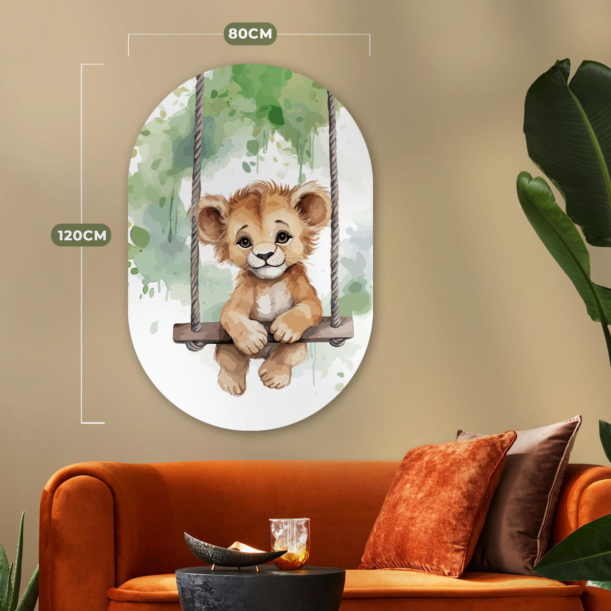 WANDBILD Löwe - Tier - Kinder - Dschungel 80x120 cm - Hellbraun, Kunststoff (80/120cm) - MuchoWow