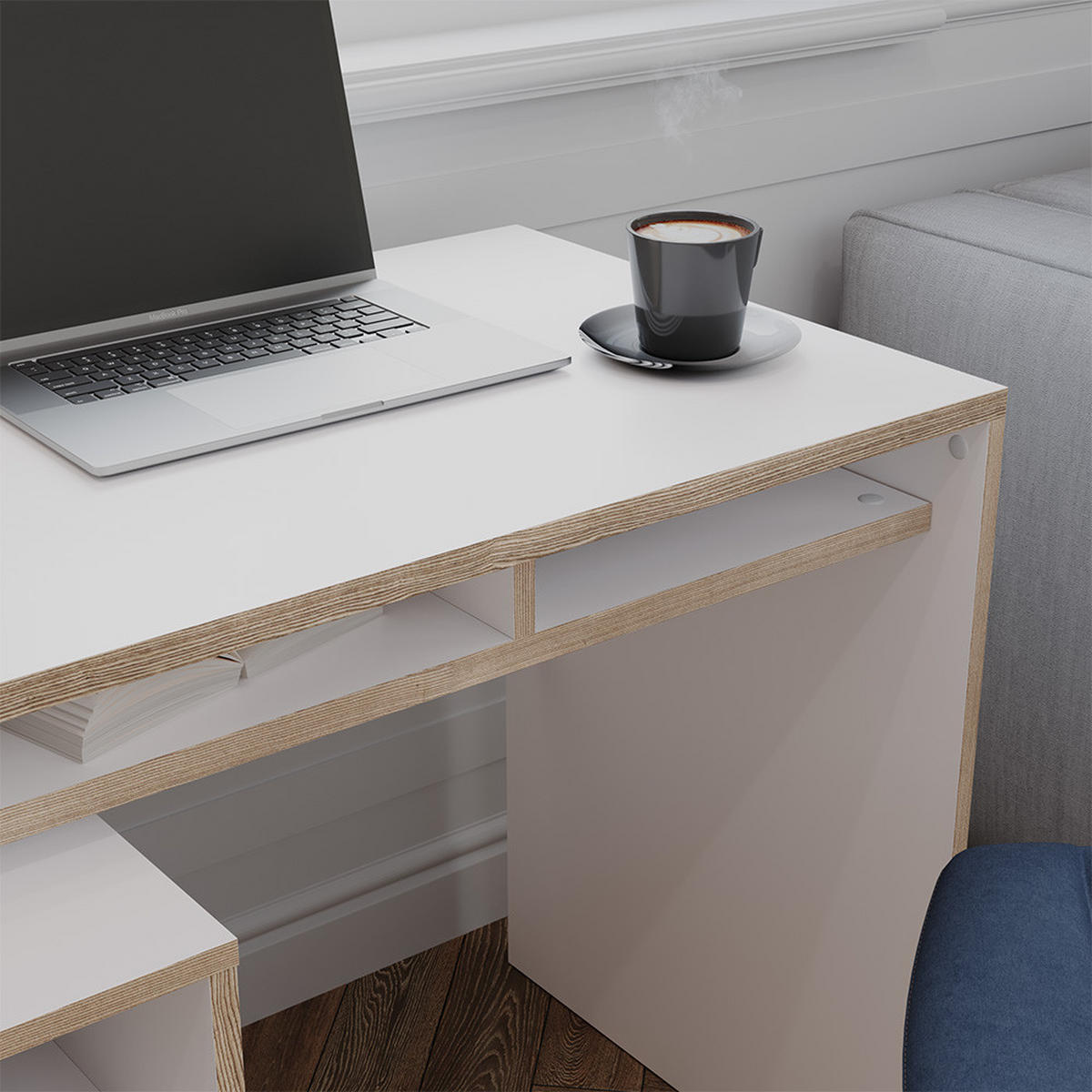 PSACÍ STŮL Tetrix Bílá - bílá/béžová, kompozitní dřevo (55/112/75cm) - Vicco