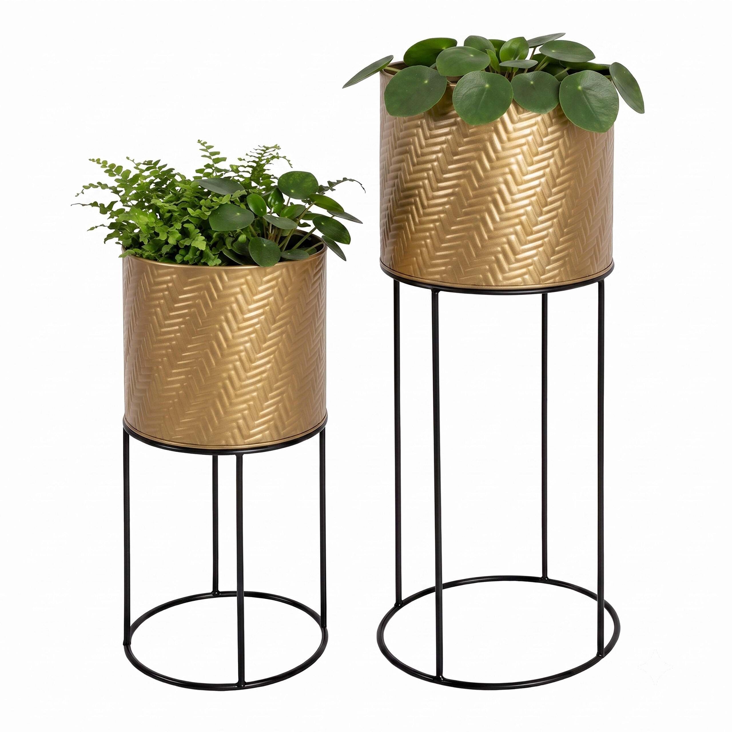 BLUMENSTÄNDER Gold-Schwarz 2er-Set Metall 41x18 cm - Multicolor, Metall (20/60/20cm) - Relaxdays