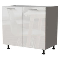 KÜCHENUNTERSCHRANK Essen D11/90 Weiß Hochglanz / Grau Matt 90 / 50 / 82cm - Weiß Hochglanz/Grau, Holz/Holzwerkstoff (90/82/50cm) - Feldmann-Wohnen