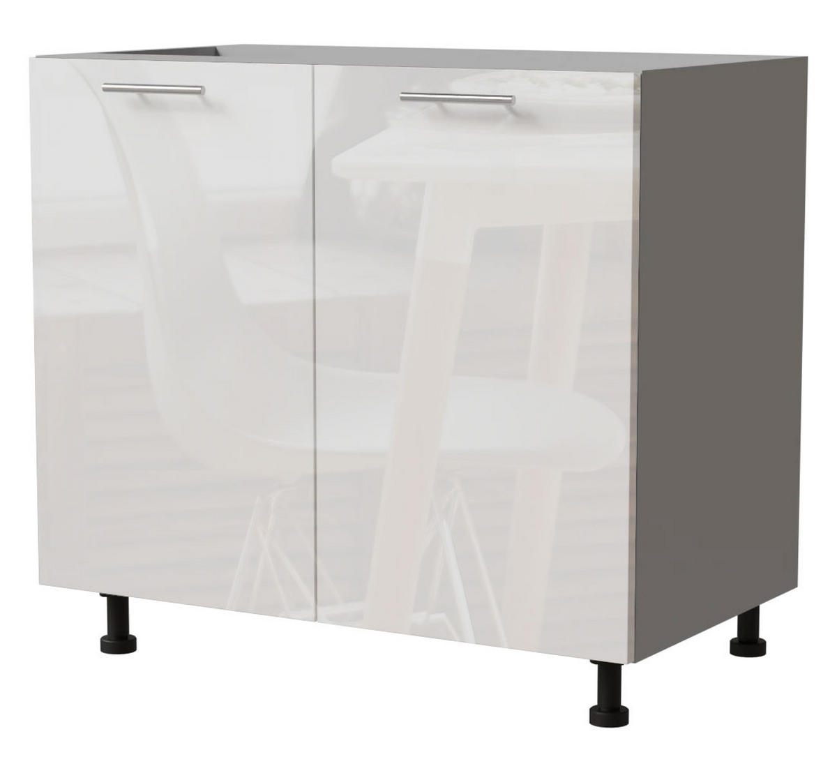 KÜCHENUNTERSCHRANK Essen D11/90 Weiß Hochglanz / Grau Matt 90 / 50 / 82cm - Weiß Hochglanz/Grau, Holz/Holzwerkstoff (90/82/50cm) - Feldmann-Wohnen