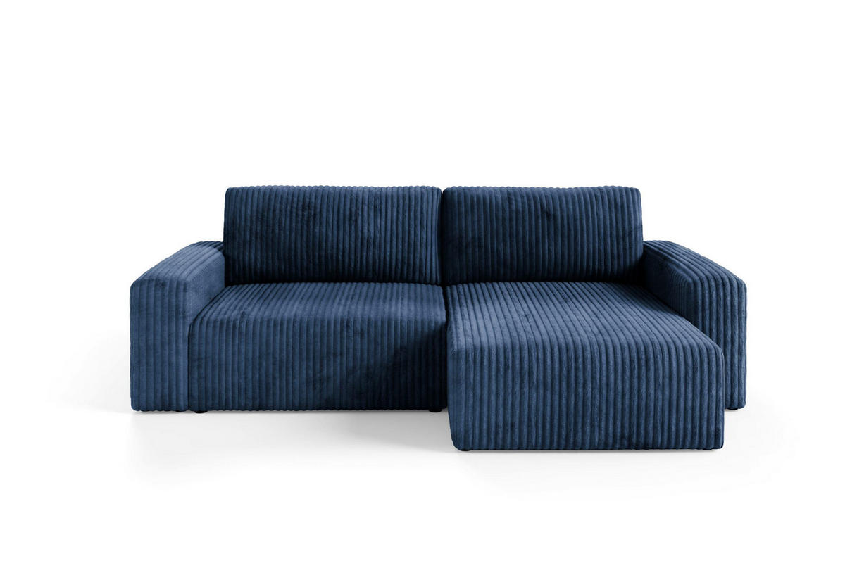 ECKSOFA mit Schlaffunktion Cord Blau - Blau, Textil (244/149cm) - Furnisell