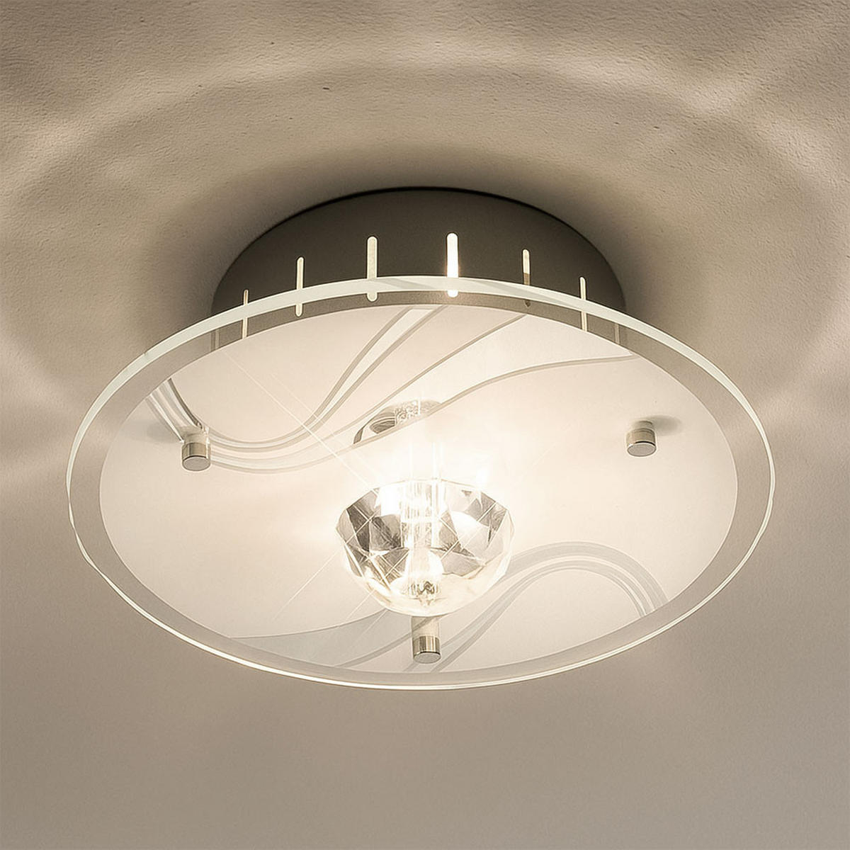 DECKENLEUCHTE Spiegelglas Weiß 2er Set - Weiß, Glas (18/18/11cm)