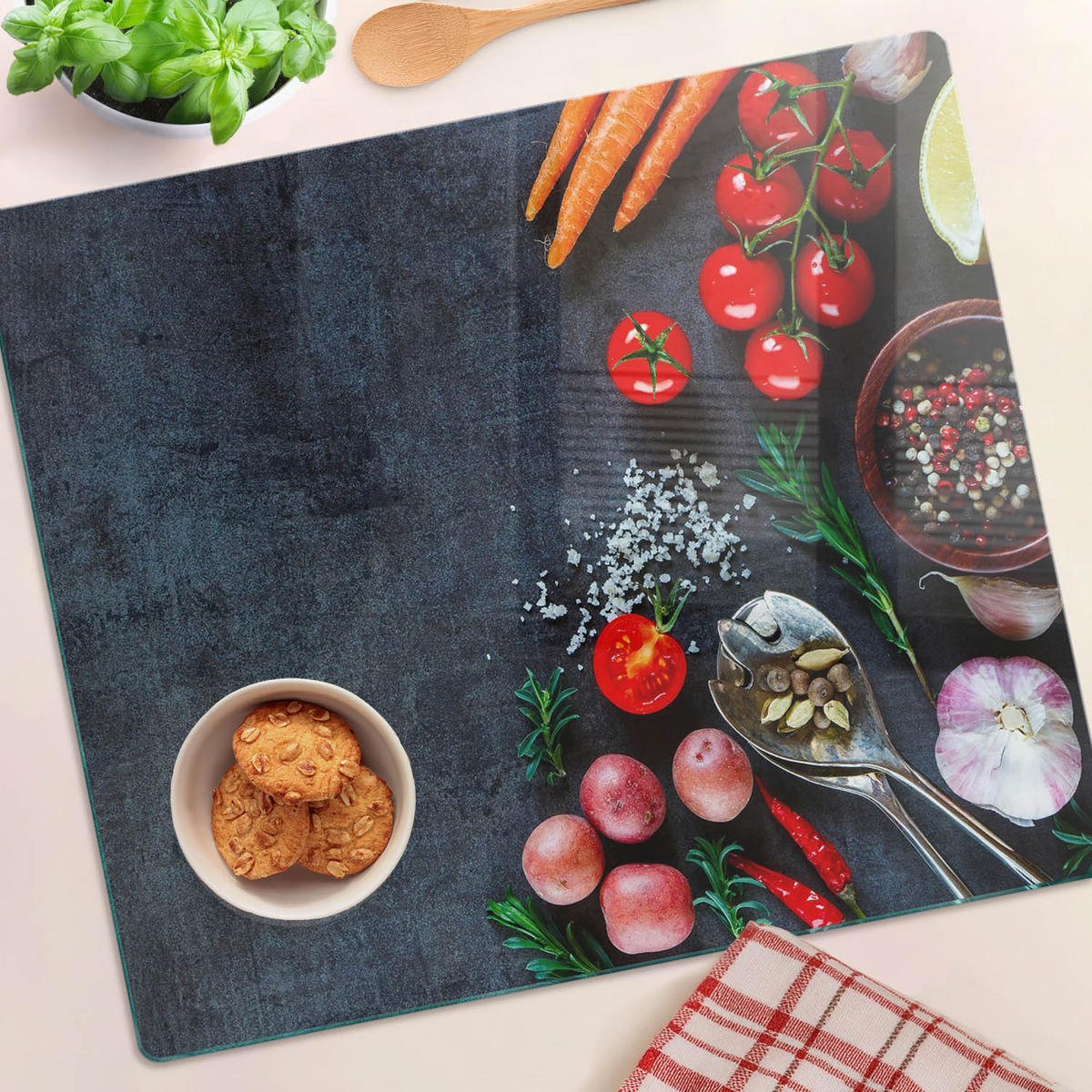 GLASPLATTE 60x52 cm Zutaten - Multicolor, Glas (60/0.4/52cm) - TULUP
